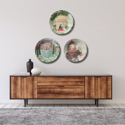 Set of 3 Indian Kingdom Home Decorative Ceramic Wall Plates Décor
