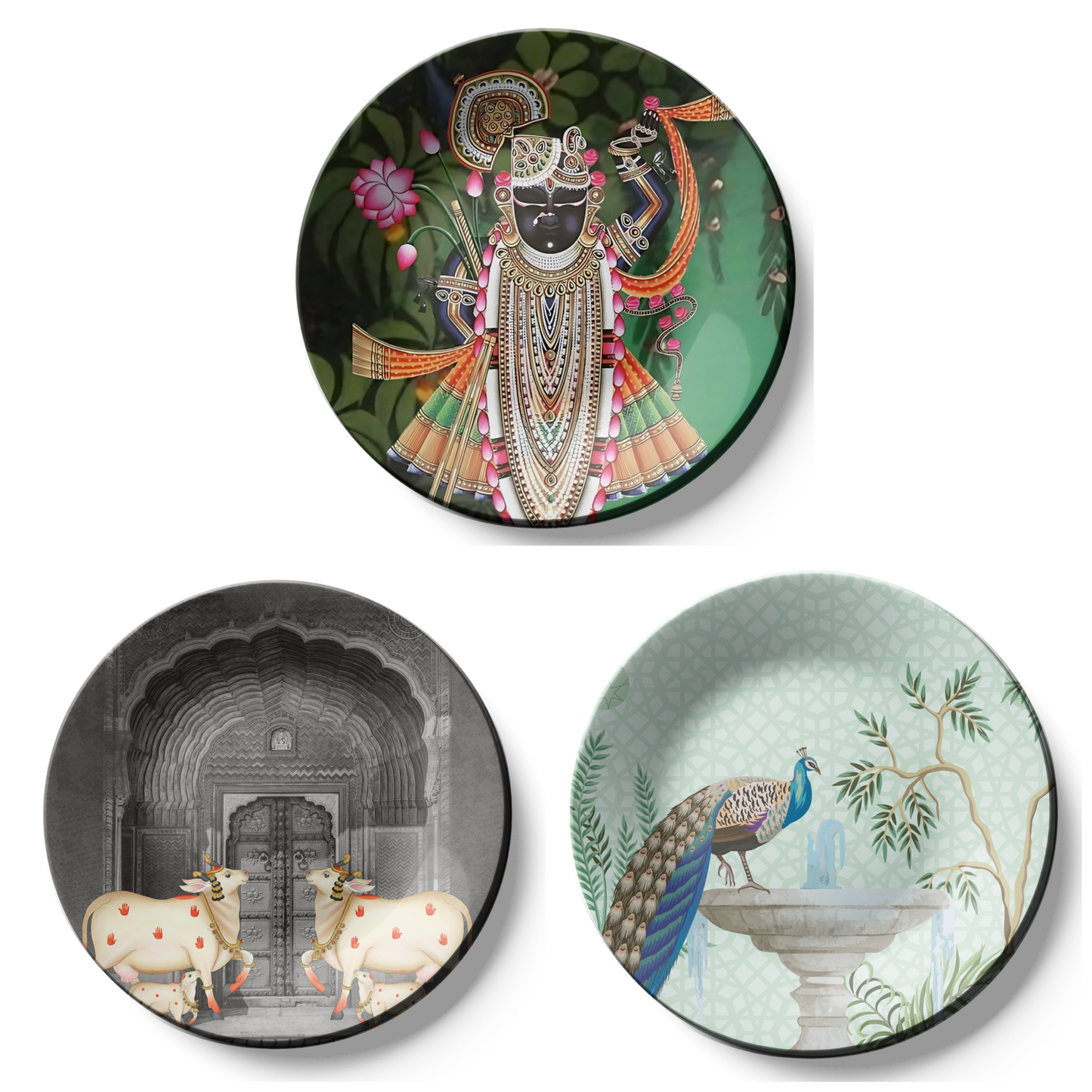 Set of 3 Shrinath Ji Wall Plates Décor Wall Hanging For Home