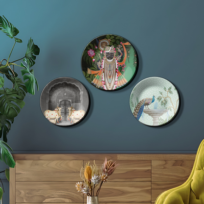 Set of 3 Shrinath Ji Wall Plates Décor Wall Hanging For Home