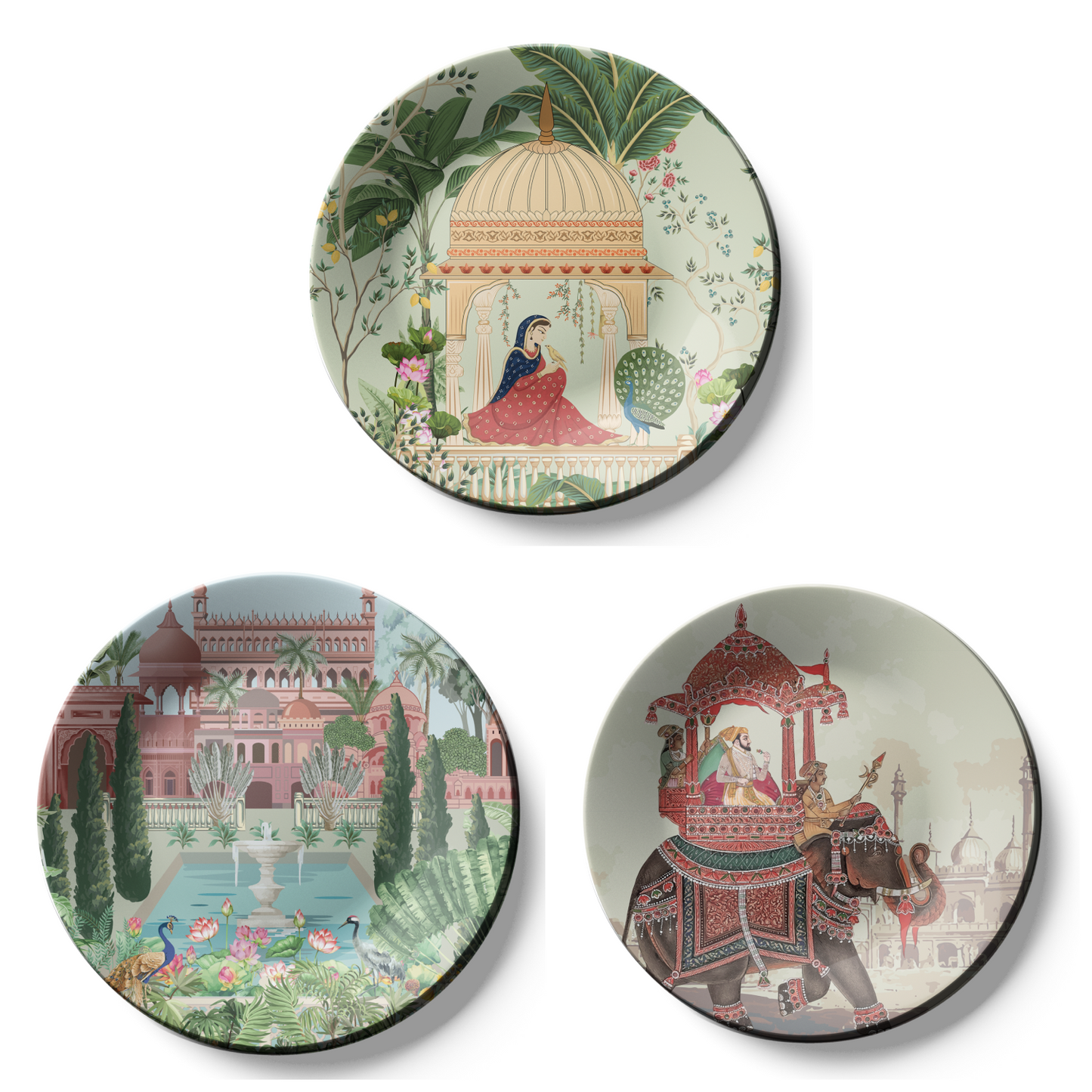 Set of 3 Indian Kingdom Home Decorative Ceramic Wall Plates Décor