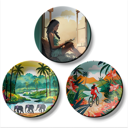Wanderlust Tropical Escape Lifestyle Wall Plate Set Of 3