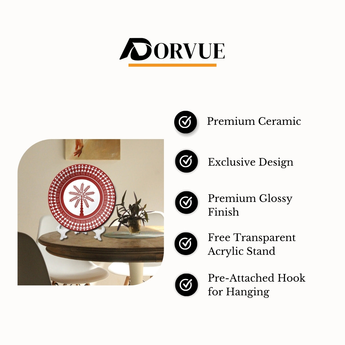 Warli Wall Hanging Ceramic Decorative Wall Plate For Home Décor