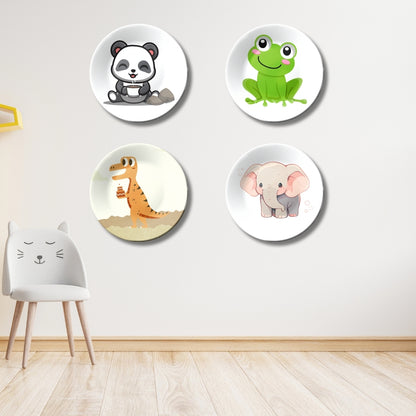 Set of 4 Wild Wonders Kids Room or Nursery Wall Décor Ceramic Wall Plates