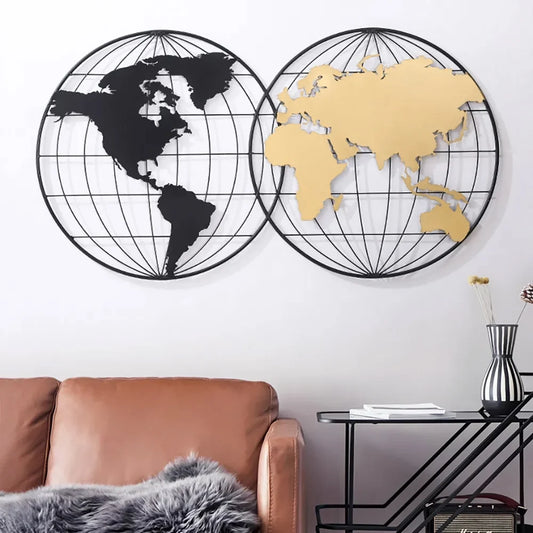 Modern World Map Metal Wall Decor